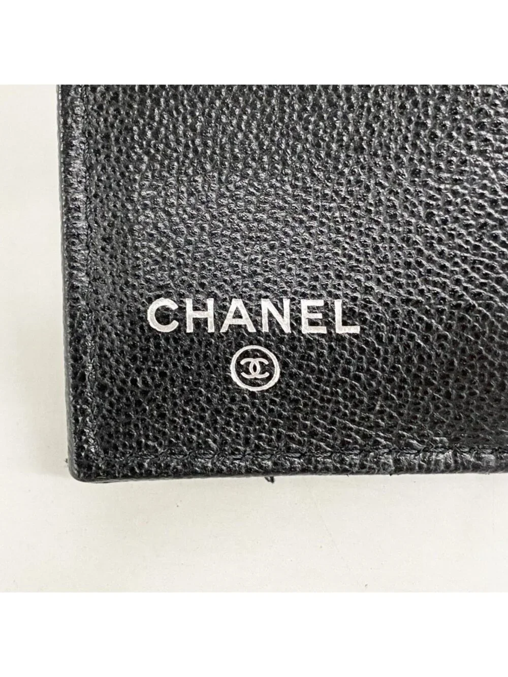 ★SOLD★ Chanel Trifold Wallet Quilted Caviar Leather Black Silver - Picture 4 of 7